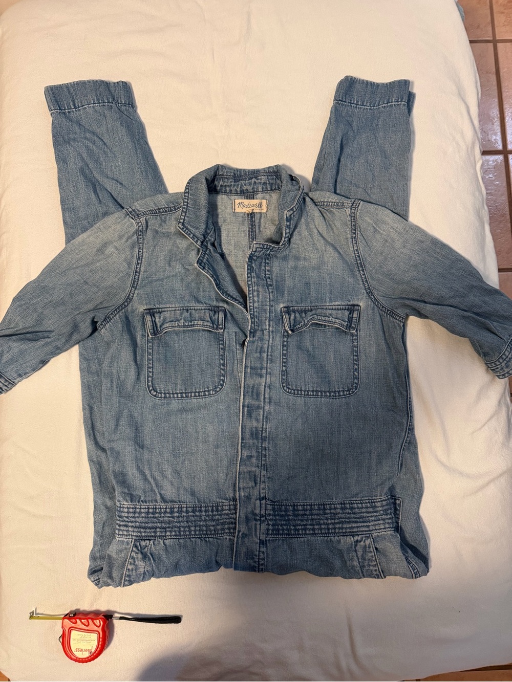 Madewell Light Wash Denim Utility Jumpsuit - XS